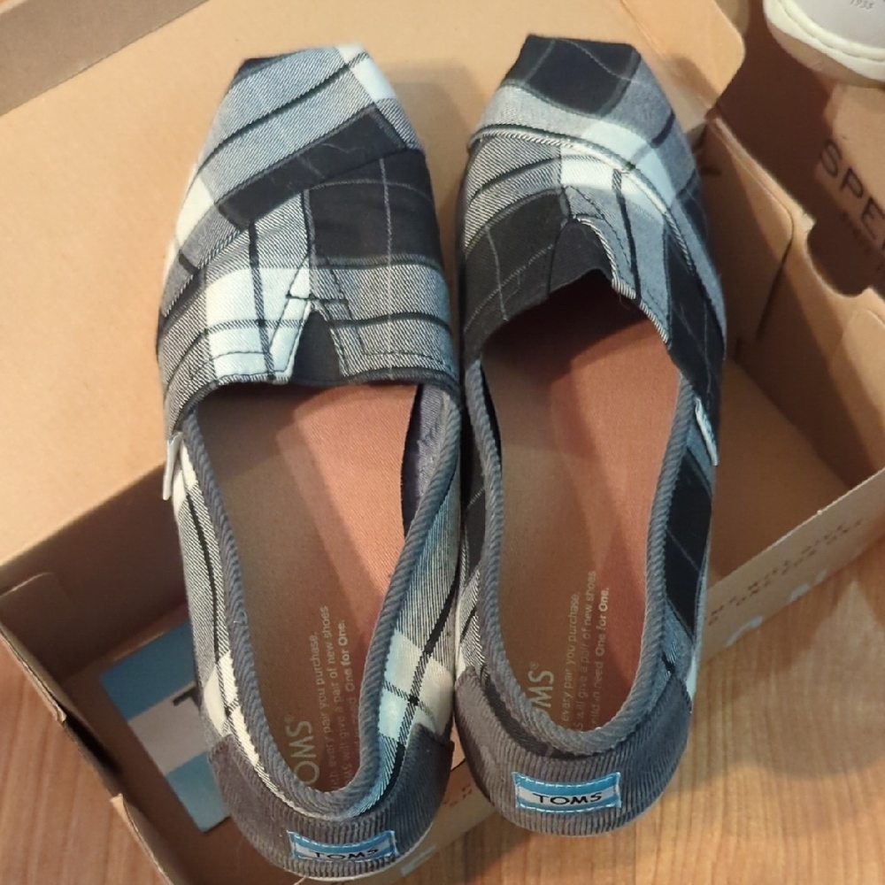 TOMS Black and White Checkered Slip-Ons